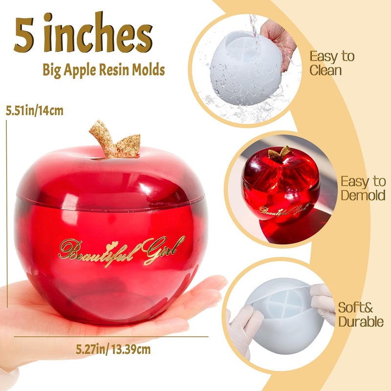 Dacies Apple Jar Resin Molds Extra Large, 5inch Jars Silicone Molds with Lid for Epoxy Resin Casting for DIY Jewelry Storage Box, Candy Container, Candle Vessel, Home Decoration - Image 4
